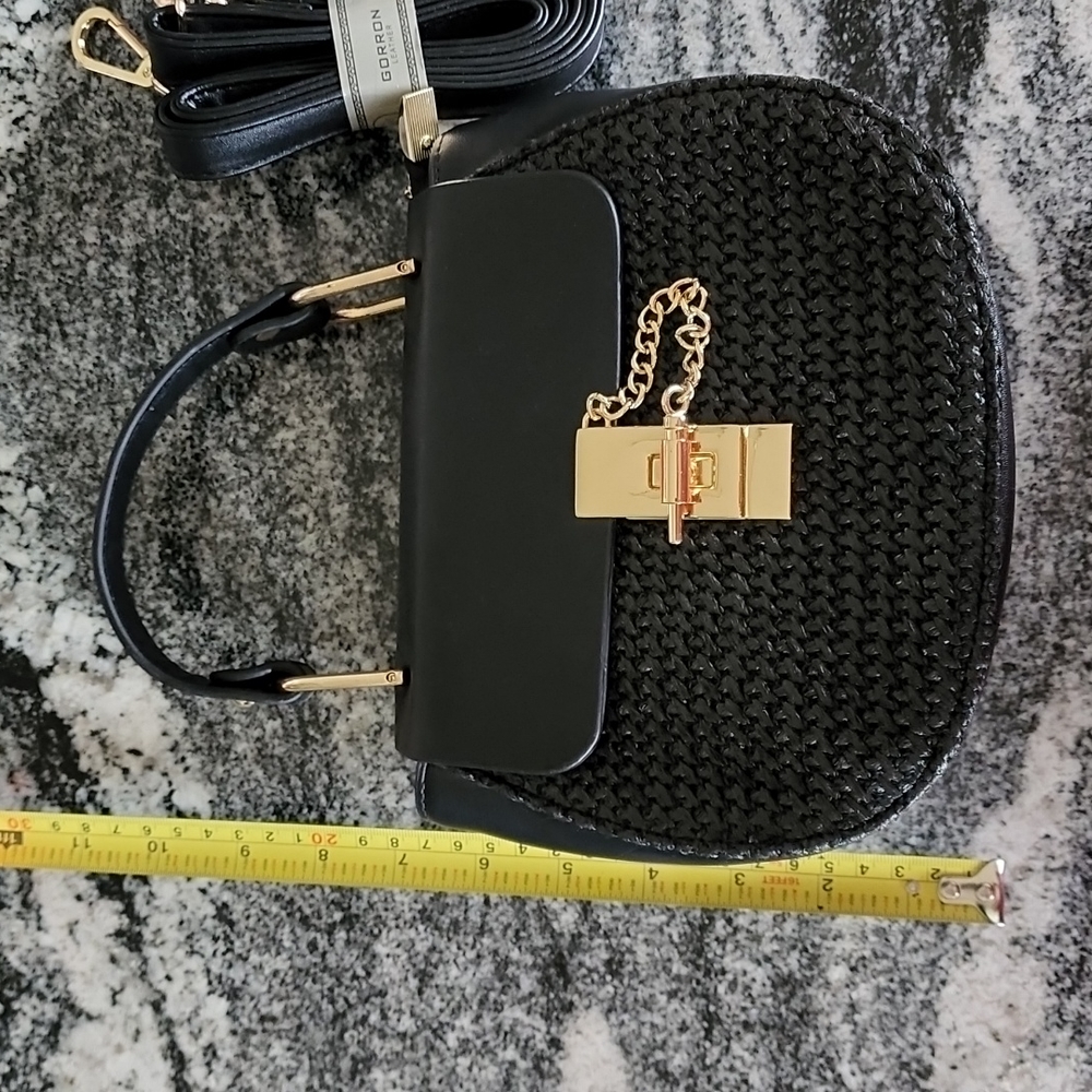 New Gorran Leather Crossbody or Handheld Bag Mini Weaved Front Classic - Picture 12 of 12
